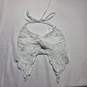 Princess Polly White Lace Halter Crop Top Butterfly Hem Backless US 0